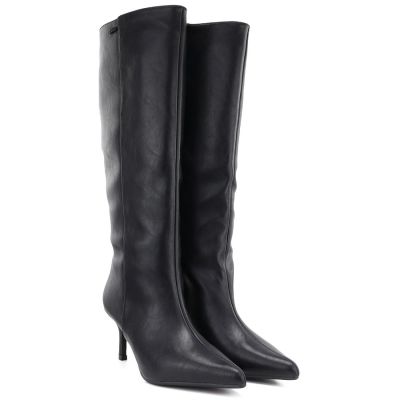9. Women's leather boots with a high heel, insulated, black Big Star UU274497
