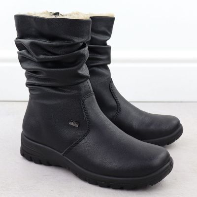 3. Leather waterproof women's ankle boots insulated with a membrane RIEKER Z7171-01