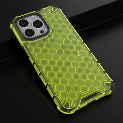 14. Honeycomb Case armor cover with TPU Bumper for iPhone 13 Pro green