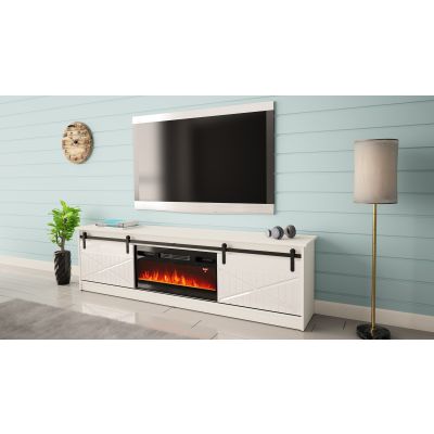 4. GRANERO TV cabinet + fireplace 200x56.7x35 white/white gloss