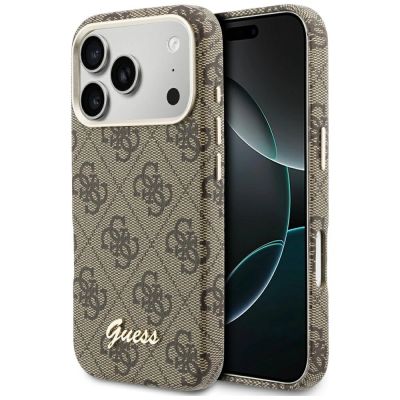 Guess 4G Script MagSafe Case for iPhone 17 Pro Max - Brown