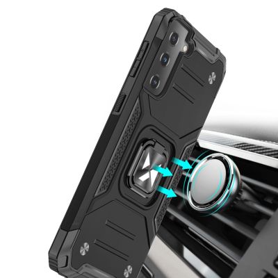 6. Wozinsky Ring Armor Tough Hybrid Case Cover + Magnetic Mount for Samsung Galaxy S22 + (S22 Plus) Silver