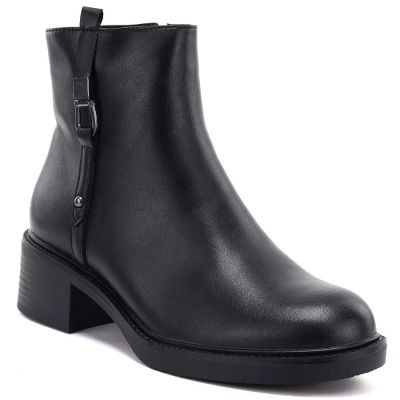 6. Black Sergio Leone women's leather block ankle boots