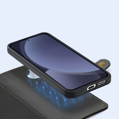 9. Dux Ducis Lawa Leather Case for Samsung Galaxy S25+ with Detachable Magnetic Wallet - Black