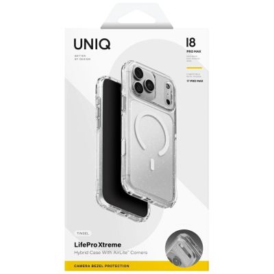 7. Uniq LifePro Xtreme Magclick Charging Case for iPhone 18 Pro Max / 17 Pro Max - Clear Glitter