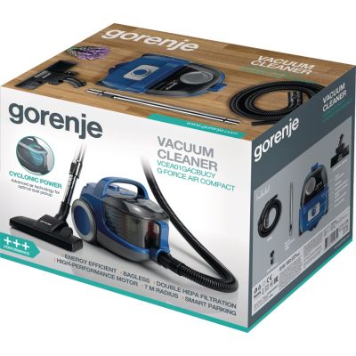 4. Gorenje VCEA01GACBUCY bagless vacuum cleaner, 800 W, dust capacity 2.2 L, blue