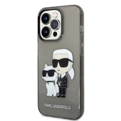2. Karl Lagerfeld Glitter Karl&Choupette case for iPhone 14 Pro - black