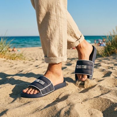 8. Men's navy blue Big Star beach pool flip-flops RR174A045