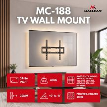 MACLEAN TV MOUNT / HANGER 37-86'' MACLEAN TV MOUNT / HANGER, MAX VESA 600X400, 37-86", UP TO 45KG, BLACK, TILT ADJUSTMENT