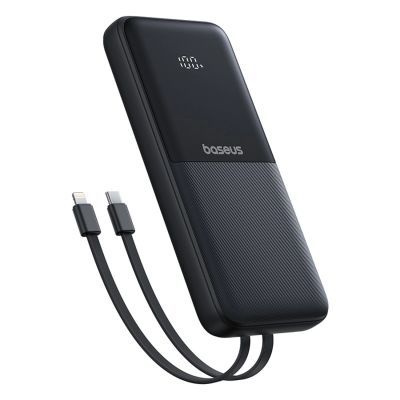 5. Baseus Lipow 10000mAh 22.5W Powerbank with Dual Built-in Cable with Display (with additional black Baseus Simple USB-A - USB-C 3A 0.2m cable) - Black
