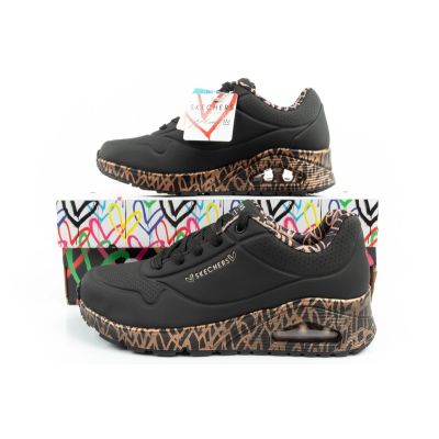 19. Skechers Uno-Loving Love women's sports sneakers fashionable black