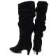 9. Women's leather boots, ruffled, black, Vinceza ZHI27-89167