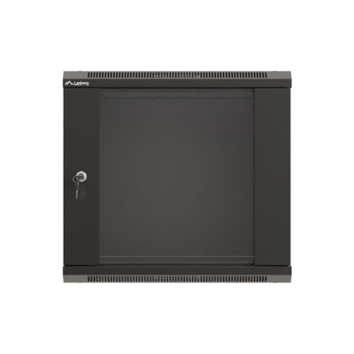 17. LANBERG WALL-MOUNTED RACK CABINET 19" 9U 540X350 BLACK GLASS DOOR (FLAT PACK)
