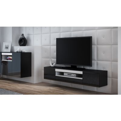 2. TV cabinet VIVA 180 black/gloss black+white