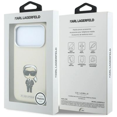 9. Karl Lagerfeld Smooth Ikonik Sketch MagSafe Case for iPhone 18 Pro / 17 Pro - Beige