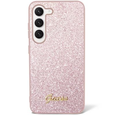 2. Guess Glitter Script Case for Samsung Galaxy S23+ - Pink