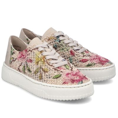 2. Women's openwork shoes with flowers, beige, Rieker N9919-91