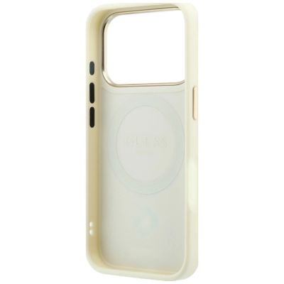 7. Guess Stripe Peony 4G Logo MagSafe Case for iPhone 18 Pro Max / 17 Pro Max - Beige