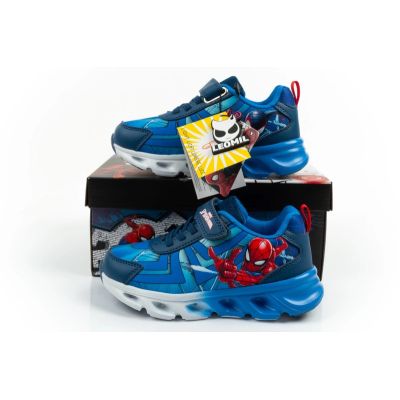 10. Leomil children's sports shoes Spiderman sneakers lightweight with velcro LED blue