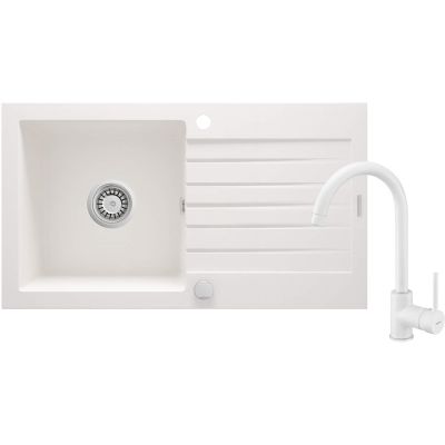 Granite sink with tap, 1-bowl, with drainer ZQZVA113 5907650876847