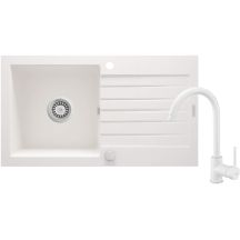 Granite sink with tap, 1-bowl, with drainer ZQZVA113 5907650876847