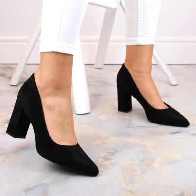 22. Sergio Leone W SK316A Suede Pumps on the Block Heel in Black 
