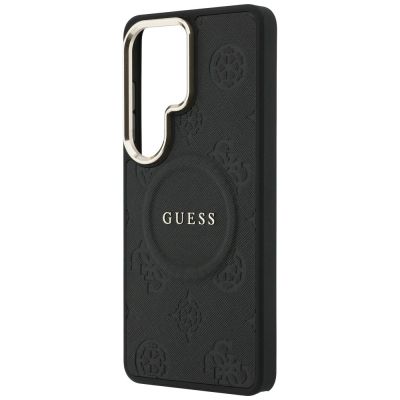 6. Guess Saffiano Peony Embossed Ring MagSafe Case for Samsung Galaxy S26 Ultra - Black