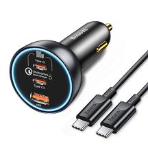 Baseus 160W Car Charger with Qualcomm® Quick Charge™ 5 Technology 2xUSB-C 1xUSB-A - Gray