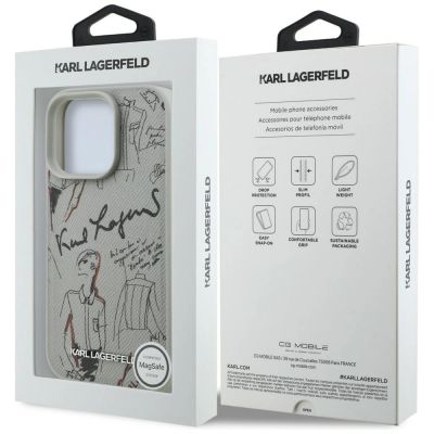 8. Karl Lagerfeld Grained Pattern & Logo MagSafe Case for iPhone 16 Pro Max - Gray