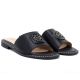4. Women's black leather flip-flops S.Barski KV61-6019