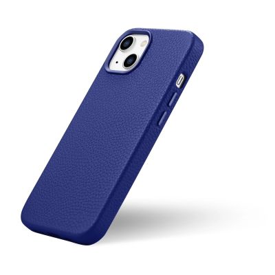 8. iCarer Litchi Premium Leather Case iPhone 14 Magnetic Leather Case with MagSafe Dark Blue (WMI14220709-DB)