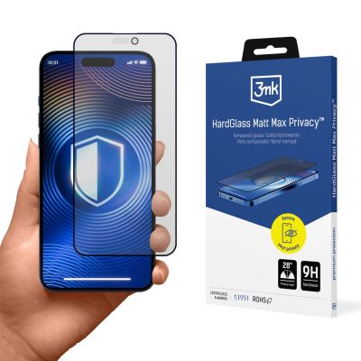 Tempered Glass 3mk Hardglass Matt Max Privacy for Apple iPhone 15 Plus/16 Plus
