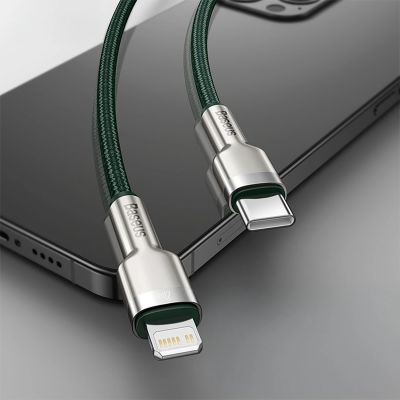 13. Baseus Cafule PD 20W USB-C - Lightning Cable with Metal Tips 2m - Green