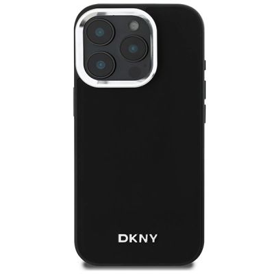 3. DKNY Plain Silver Logo MagSafe iPhone 16 Pro Case - Black