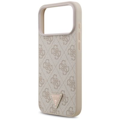 6. Guess Leather 4G Triangle Strass MagSafe Case for iPhone 17 Pro Max - Pink