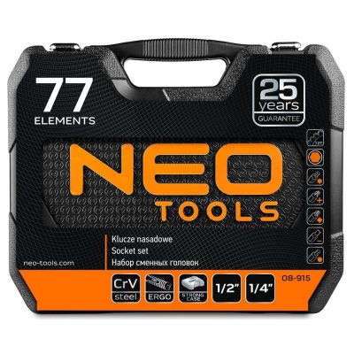 4. Neo Socket wrenches 1/4" 1/2" set 77 pcs CrV 08-915