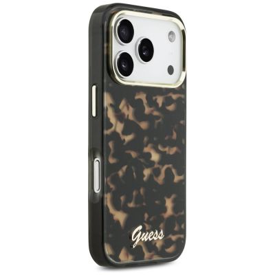 4. Guess IML Script Metal MagSafe Case for iPhone 17 Pro - Black and Brown