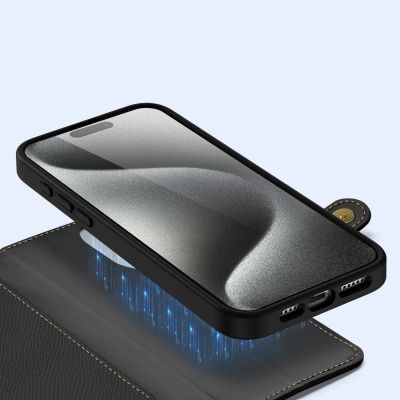 6. Dux Ducis Lawa Leather Case for iPhone 15 Pro - Black