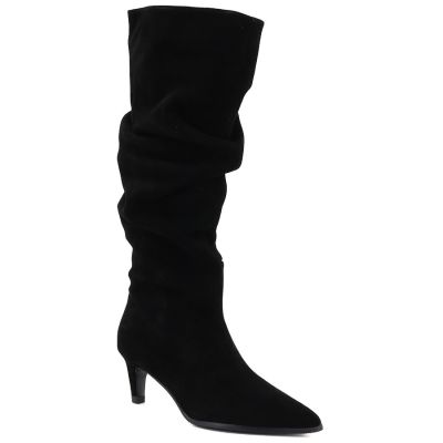 Women's leather boots, ruffled, black, Vinceza ZHI27-89167