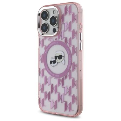 2. Karl Lagerfeld IML Monogram Karl & Choupette Head MagSafe iPhone 16 Pro Case - Pink