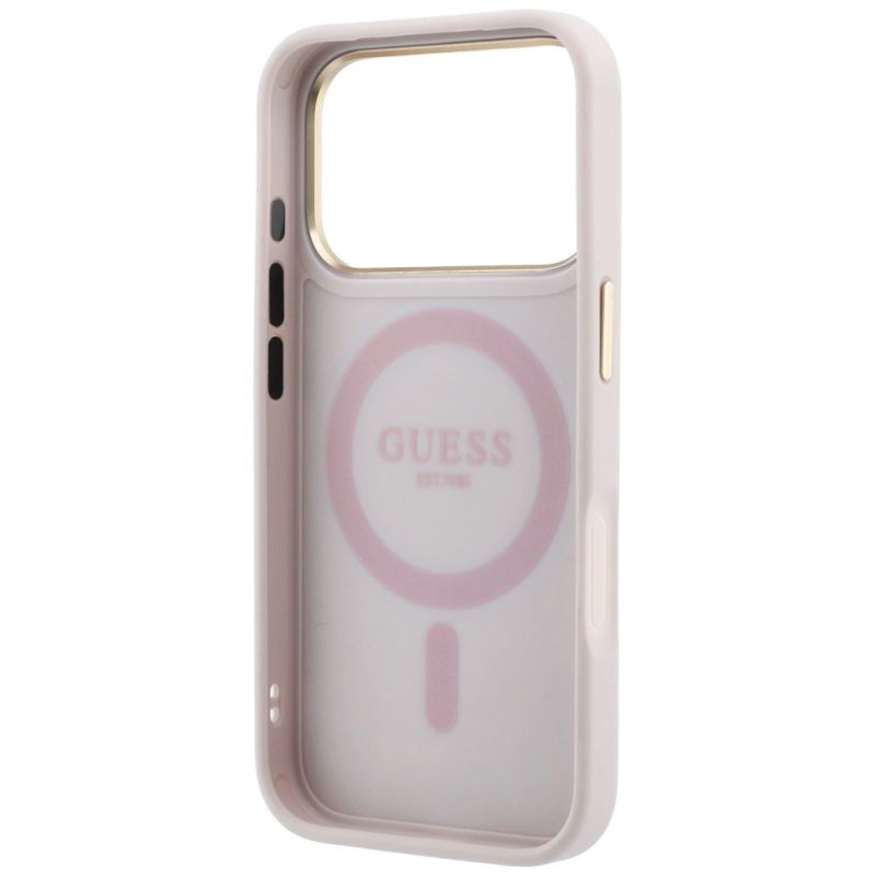 7. Guess Ring Stand 360 4G Classic Logo MagSafe Case for iPhone 17 Pro Max / 18 Pro Max - Pink
