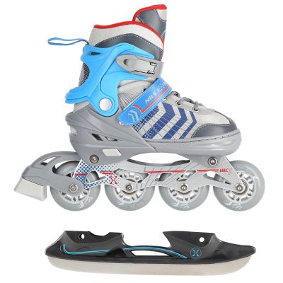 15. NH18192 4in1 GREY-BLUE SIZE M(34-38) ROLLER SKATES WITH HOCKEY SLEEVE NILS EXTREME