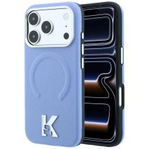 Karl Lagerfeld Grained Embossed Ring & Kameo Logo MagSafe Case for iPhone 18 Pro / 17 Pro - Light Blue