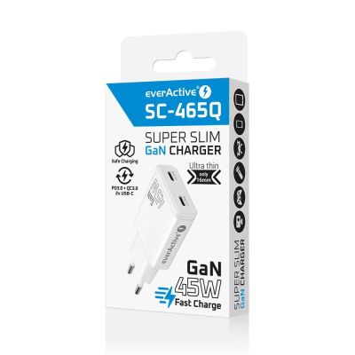 6. EVERACTIVE GAN SUPER SLIM 2X USB-C PD 45W WHITE CHARGER SC-465Q