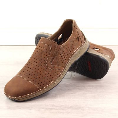 11. Leather openwork shoes Rieker M RKR198A brown