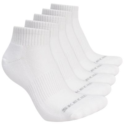 3. Skechers 5pk Unisex 1/2 Terry Qtr Crew S602095-100 White 39-42