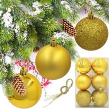 DECORATIVE PLASTIC BAUBLE SAFE 12 PCS 60MM GOLD