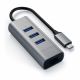 2. Satechi Aluminum Hub 2in1 - Aluminum Hub for Laptops and Desktops USB-C (3x USB-A, Ethernet) (Space Gray)