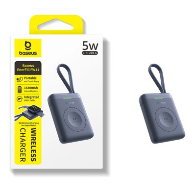 6. Baseus EnerFill FW11 5W Power Bank for Apple Watch with Built-in Cable - Black