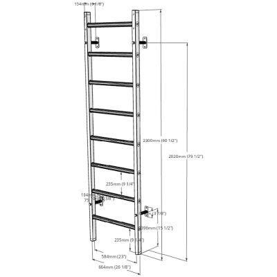 13. GYMNASTIC WOODEN AND METAL WALL BAR WITH 4 HANDLES BENCHK 200W